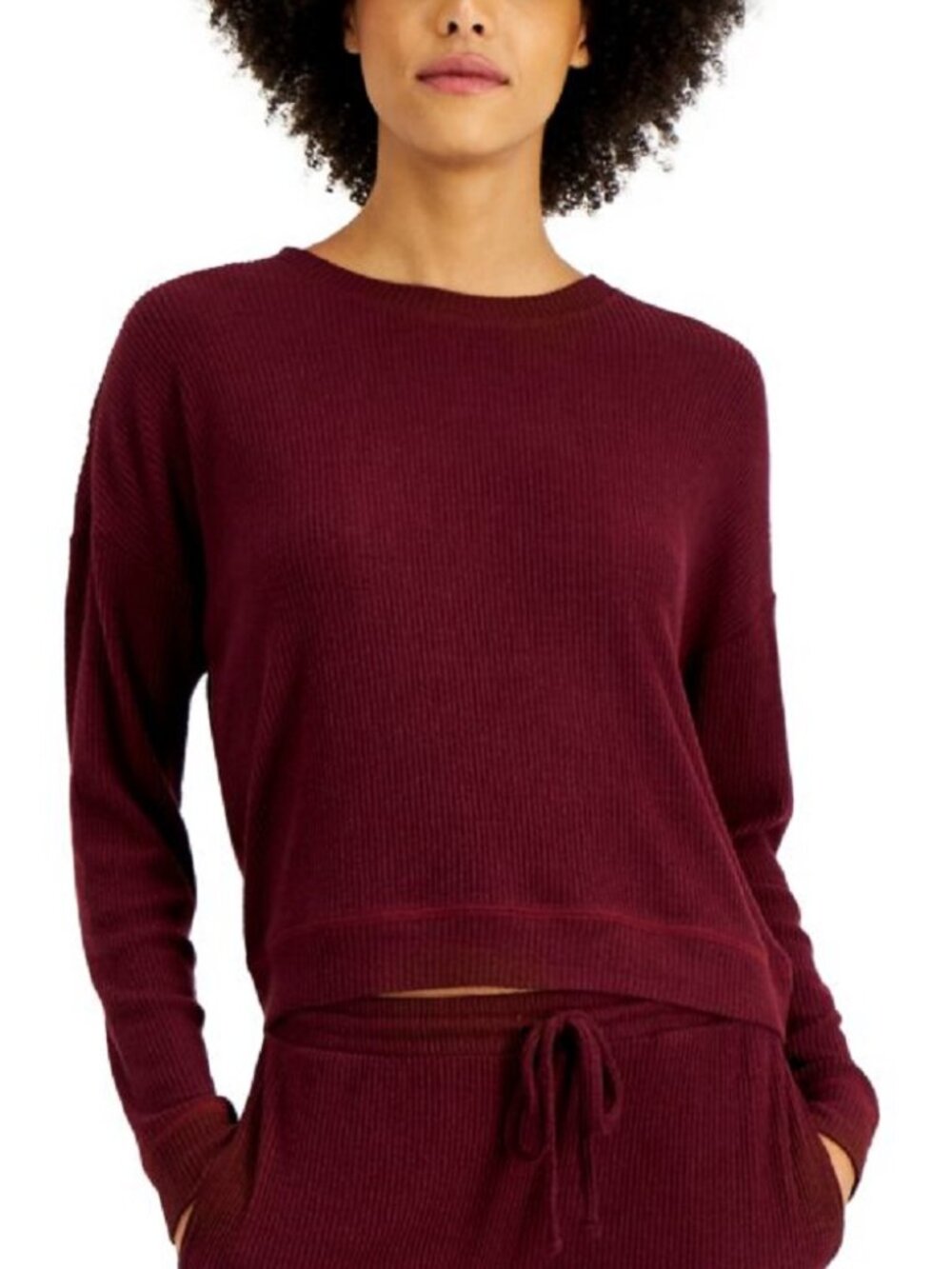 Alfani Womens Ribbed Solid Pajama Top Only,1-Piece